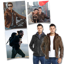 Load image into Gallery viewer, Chaqueta motera clásica de cuero marrón
- Ozerty