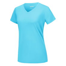 Load image into Gallery viewer, Camiseta de refrigeración instantánea para mujer con cuello de pico
-Azul hielo - Ozerty