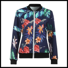Load image into Gallery viewer, Chaqueta bomber con motivos florales y manga larga
- Ozerty