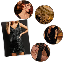 Load image into Gallery viewer, Vestido de lentejuelas con cuello de pico
- Ozerty