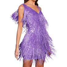 Load image into Gallery viewer, Vestido de lentejuelas con cuello de pico
-Morado/SMorado/MMorado/LMorado/XLMorado/XXLMorado/3XL - Ozerty