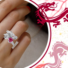 Load image into Gallery viewer, Anillo de plata con forma de dragón hecho a mano - Ozerty