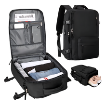 Load image into Gallery viewer, Mochila de viaje impermeable con carga USB
-Negro - Ozerty