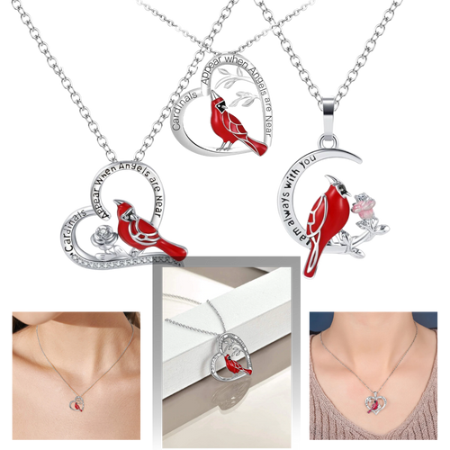 Colgante en forma de corazón con un cardenal - Ozerty