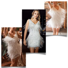 Load image into Gallery viewer, Vestido de lentejuelas con cuello de pico

 - Ozerty
